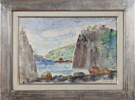 LONGARETTI TRENTO (n. 1916) Senza titolo. Acquerello su carta intelata. Cm...