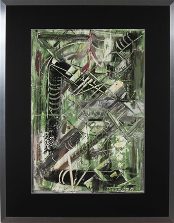 STREBEN MARK (n. 1969) Città futura. 2012. Tecnica mista materica su carta....