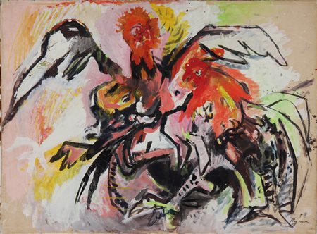 PIGNON EDUARD (1905 - 1993) Senza titolo. 1958. Olio su carta su tela. Cm...