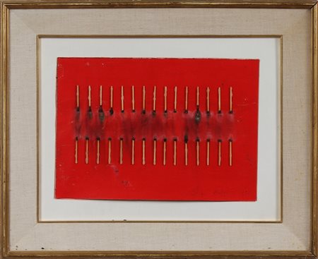 AUBERTIN BERNARD (n. 1934) Fiammiferi. Tecnica mista su carta. Cm 40,00 x...