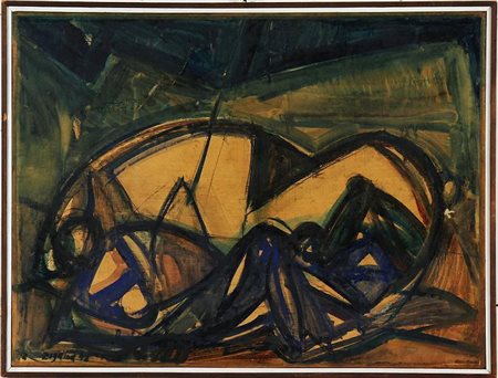 ZIGAINA GIUSEPPE (n. 1924) Senza titolo. 1948. Tecnica mista su carta su...