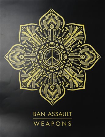 Shepard Fairey (Obey) GUN MANDALA: BAN ASSAULT WEAPON, 2018 manifesto, cm...