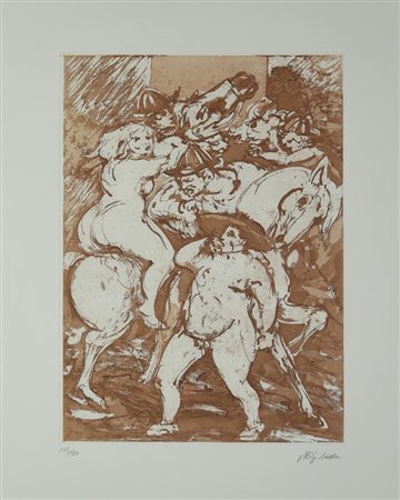 Aligi Sassu IL CARDINALE DESNUDO, 1993 acquaforte-acquatinta, cm 36x25,5, su...