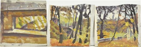 Enrico Allimandi LOTTO DI 3 BOZZETTI olio su frammento di tela, 14x16 cm...