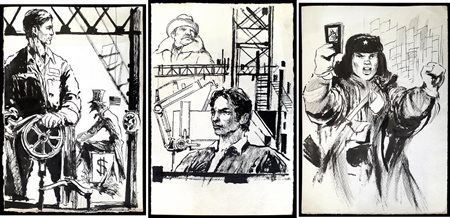 Ignoto LOTTO DI TRE ILLUSTRAZIONI inchiostro su carta, varie misure (1) cm...