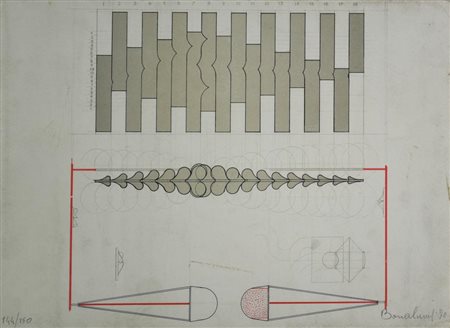 Agostino Bonalumi SENZA TITOLO, 1970 litografia, cm 31x42; es. 144/150 firma,...
