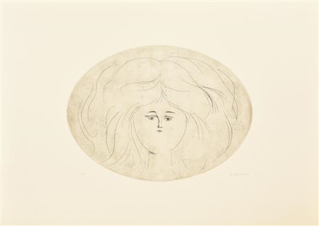 Antonio Bueno RITRATTO SU SFONDO NERO incisione su carta, battuta cm 30x40,...