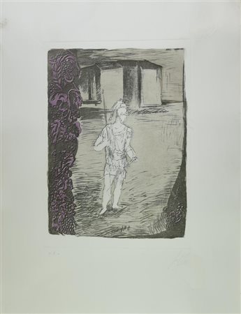 Sandro Chia SENZA TITOLO acquaforte-acquatinta, cm 56x40, su foglio cm 88x67;...