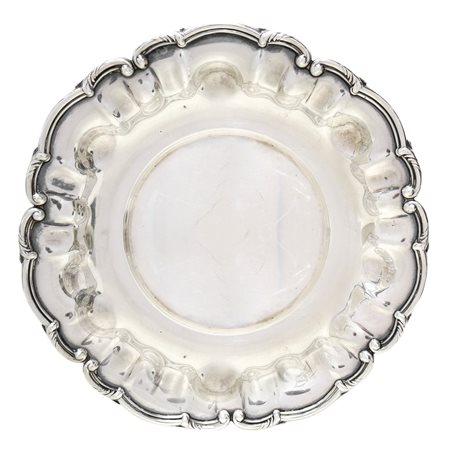 Portadolci in argentocon  bordo smerlato diametro 