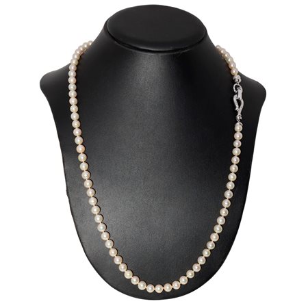 Collana in perle coltivate con susta in oro bianco e brillanti