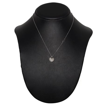Collana in oro bianco con ciondolo a cuore con diamanti taglio brillante, Chimera
