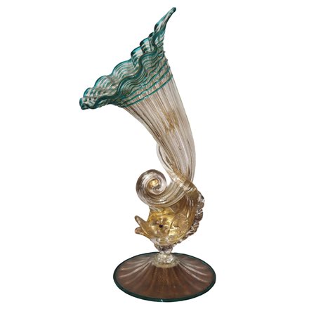 Calice in vetro di Murano soretto da tritone, Galanteria in vetro, XX sexol