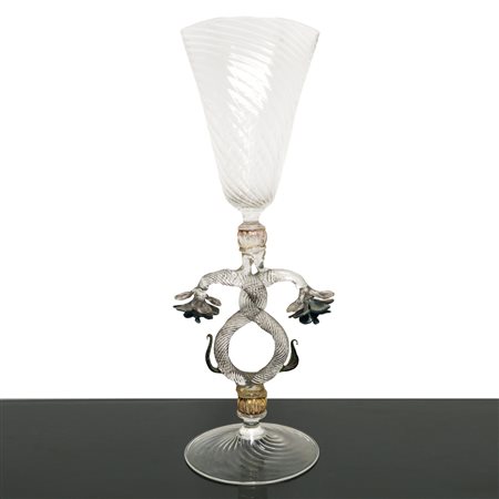 Calice in vetro di Murano con decorazione di fiori e foglie, Galanterie