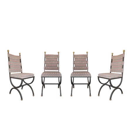 Gruppo di 4 sedie in ferro battuto