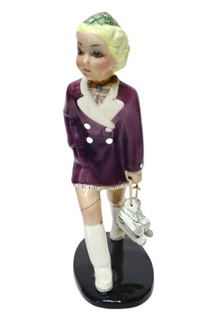 Lino  Berzoini (Ficarolo 1893-Albisola  1971)  - Bambina con pattini da ghiaccio