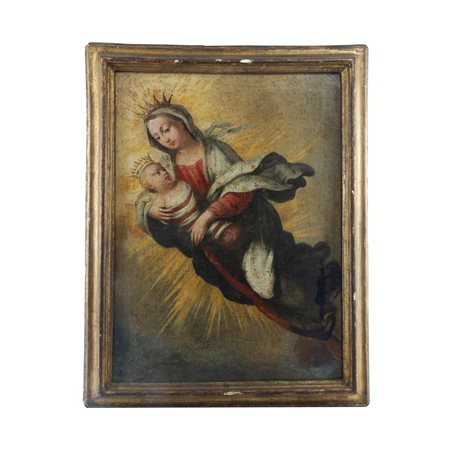  
Madonna con Bambino  scuola italiana XVII/ XVIII secolo
dipinto ad olio su tela 55,5 x 41 cm