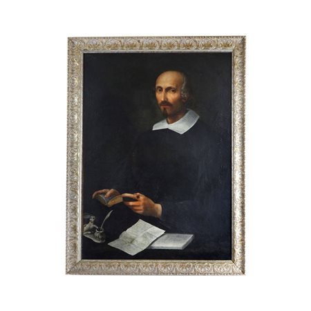  
Prelato, figura virile allo scrittoio XVII secolo
dipinto olio su tela 93 x 67 cm