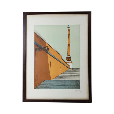 FABIO FAILLA (Lucca, 1917 - Roma, 1987) 
Rampa di San Sebastiano, multiplo su carta 
 50 x 35 cm