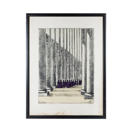 FABIO FAILLA (Lucca, 1917 - Roma, 1987) 
Colonnato di San Pietro, multiplo su carta 
 50 x 36 cm