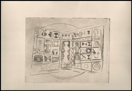 MASSIMO CAMPIGLI (Berlino, 1895 - Saint-Tropez, 1971) 
Finestre 
Acquaforte e acquatinta, 49,5 x 35,5 cm  