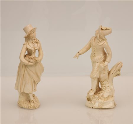  
Coppia di piccole sculture raffiguranti contadina e cacciatore 
 altezza cm 16,5