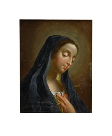 Giuseppe Bernardino  Bison (attribuito a) (Palmanova, 1762 - Milano, 1844) 
Madonna annunciata 
olio su vetro cm 34x44