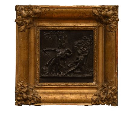 Manifattura francese del XIX secolo ( - ) 
Morte del portabandiera 
bassorilievo in bronzo cm 16x16