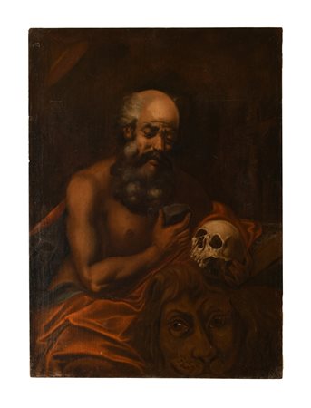 Pittore fiammingo XVII secolo ( - ) 
San Girolamo 
olio su tela cm 103x75