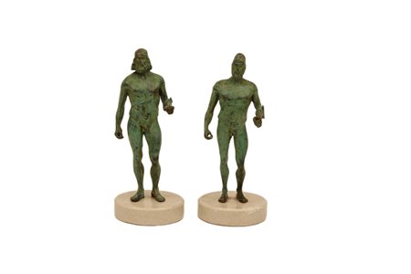  
Coppia bronzi di Riace in bronzo patinato XX secolo
 altezza cm 17 senza base