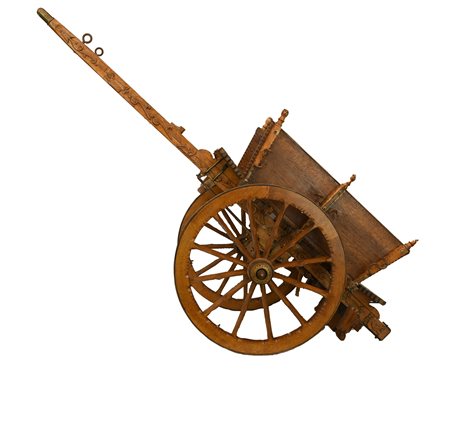  
Carrettino siciliano finemente scolpito. Fine XIX secolo 
 cm 54,5x117x54