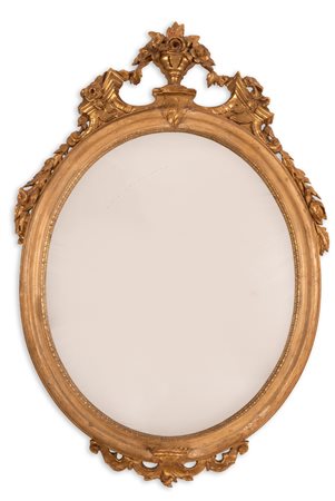  
Specchiera in legno dorato e intagliato XIX secolo
 cm 113x78