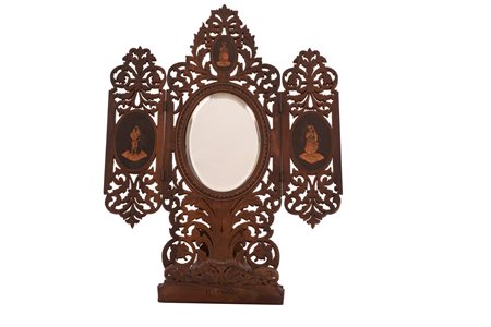  
Mensolina sorrentina in legno con specchiera  Metà XIX secolo
 cm 35x28