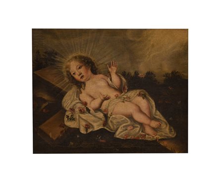 Pittore dell'Italia centrale del XVII secolo ( - ) 
Gesù Bambino 
olio su tela cm 42x52; con cornice cm 63,5x73,5