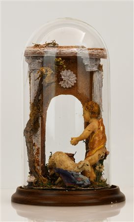  
Scultura in ceroplastica raffigurante San Giovannino con pecorella. Sicilia, fine del XIX secolo 
 
