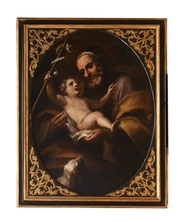 Giovan Battista Gaulli (attribuito a) (Genova, 1639 - Roma, 1709) 
Ecce Agnus Dei 
olio su tela ovale  cm115x87; con cornice cm 132,5x104,5
