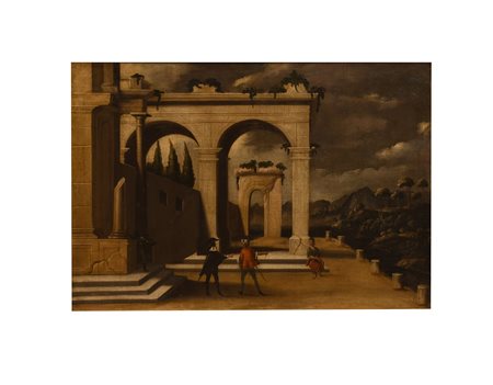Pittore dell'Italia centrale del XVIII secolo ( - ) 
Architettura 
olio su tela cm 63x90