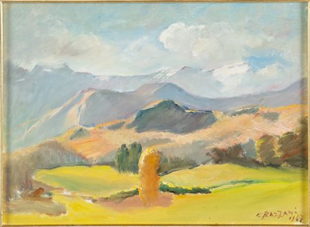 Artista del XX secolo, “Paesaggio di montagna”, 1967. Olio su tela, firmato e datato in basso a