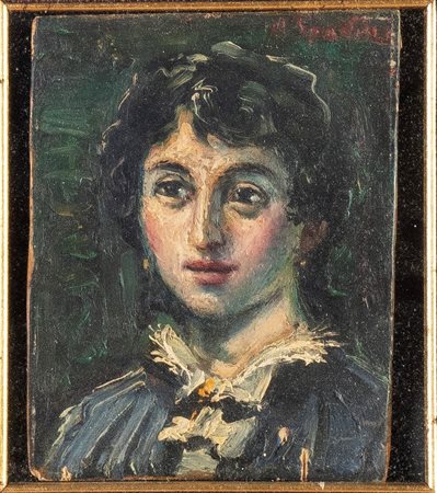 Armando Spadini (Firenze 1883 - Roma 1925), “Ritratto della moglie”, 1924. Olio su tavoletta,