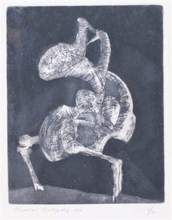 Maurizio Bottarelli (Fidenza 1943), “Senza titolo”, 1966. Incisione su carta, firmata e datata