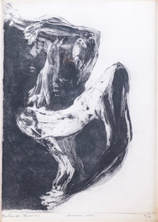 Maurizio Bottarelli (Fidenza 1943), “Senza titolo”, 1963. Incisione su carta, firmata in basso