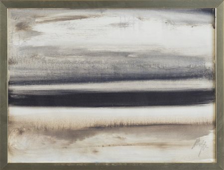 Salvatore Magazzini (Pistoia 1955), “Spiaggia”. Olio su tela, firmato in basso a destra, reca