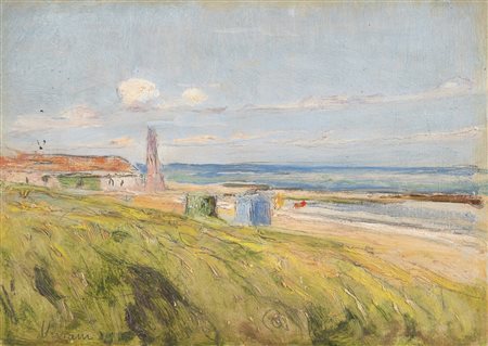 Raul Viviani (Firenze 1883 - Rapallo 1965), “Marina”. Olio su cartone, firmato in basso a