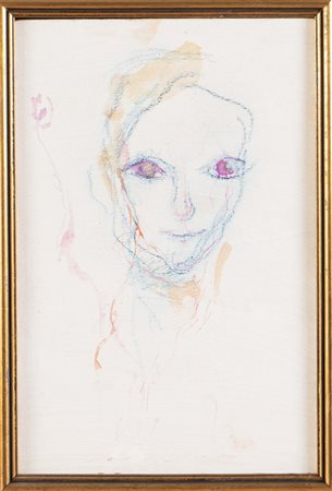 Ernesto Treccani (Milano 1920 - 2009), “Luisa”. Pastelli colorati su carta, firmato in basso al