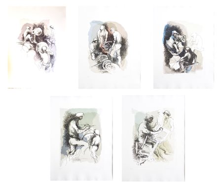 Augusto Murer (Falcade 1922 - Padova 1985), “Mistieròi”, 1979. Cartellina artistica contenente