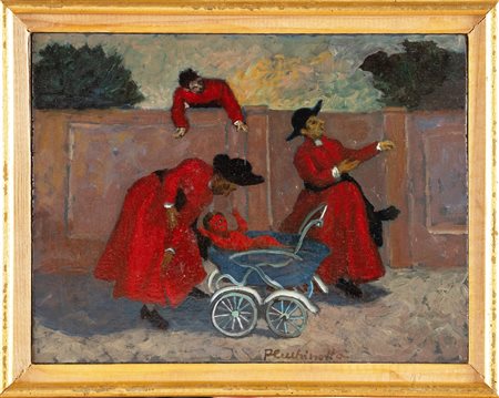 Artista del XX secolo, “Penitenza”. Olio su tavoletta, presenta titolo in basso al centro e