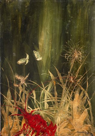 Paolo Brambilla (Casalecchio 1936), “Senza titolo”, 1965-1969. Tecnica mista su tela, firmato e