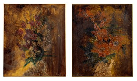 Paolo Brambilla (Casalecchio 1936), “Nature morte”. Lotto composto da due dipinti a olio su