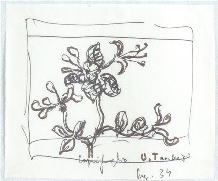 Orfeo Tamburi (Jesi 1910 - Parigi 1994), “Caprifoglio”, 1934. Tecnica mista su carta, firmata e
