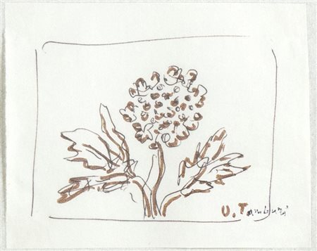 Orfeo Tamburi (Jesi 1910 - Parigi 1994), “Fiore”. Tecnica mista su carta, firmata in basso a