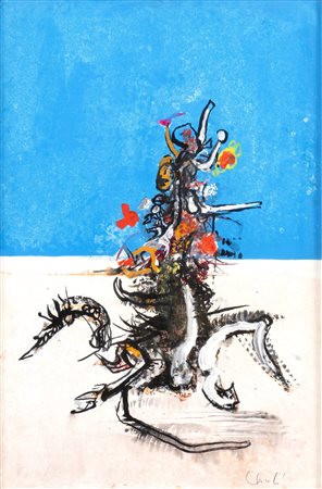 Giovanni Checchi (1927 - 2003), “Vegetale sulla spiaggia”. Tecnica mista su tela applicata a